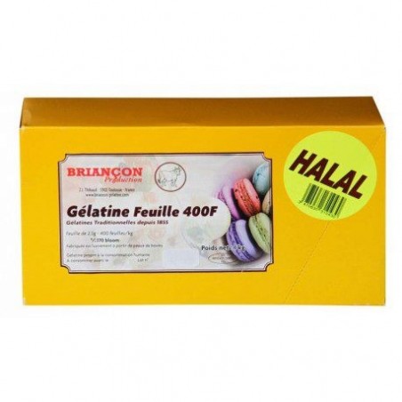 GELATINE 400 FEUILLES BOVINE HALAL LA PATELIERE  1KG  ARGENT - 170BLOOM