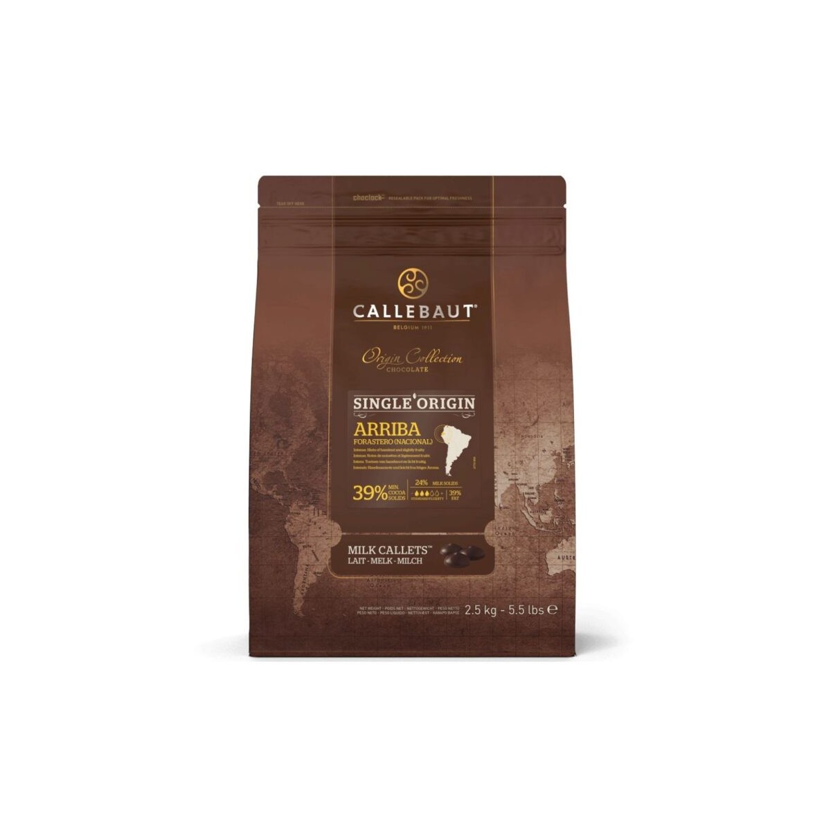 CALLEBAUT CHM-Q415AR-E4-U70 ARRIBA MELK 39%  KARTON VAN 4 ZAKKEN X 2,5KGKG