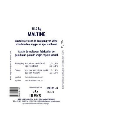 IREKS SIROP DE MALTE MALTINE 15L  5%