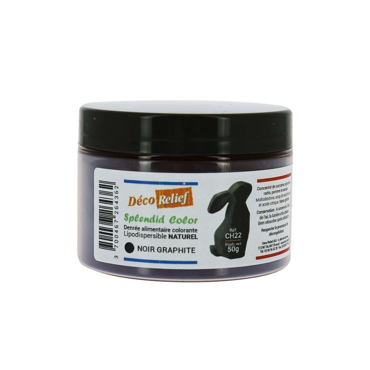 Colorant naturel noir (poudre alimentaire) 50 g - Deco Relief