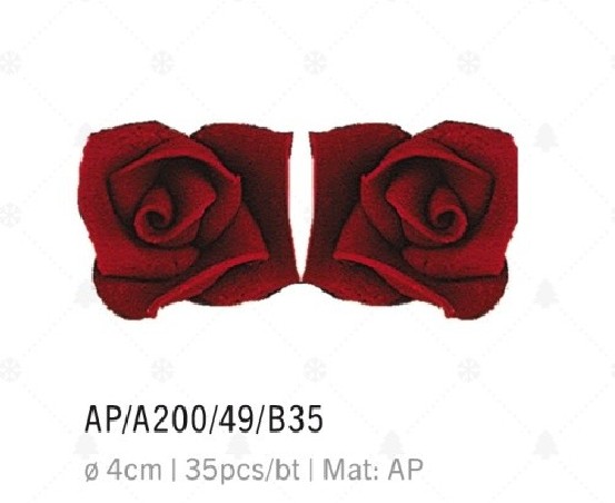 + ROSES MASSEPAIN ROUGE BACCARA 5 PETALES 4CM  35 PCES VOIR 08054712