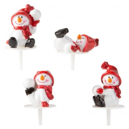 1015068 FIGURINES BONHOMME DE NEIGE ROUGE 4CM 64PCES