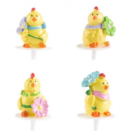 1069874 POULES AVEC FLEURS   32PCES S/CDE