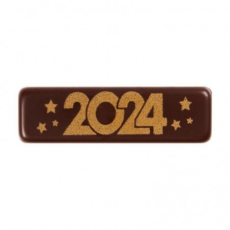 2014525 PLAQUETTE 2024 EN CHOCOLAT NOIR 45 X 13 MM 300 PCES S/CD