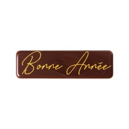 14002 PLAQUETTE BONNE ANNEE CHOCOLAT NOIR45X13MM 300PCES