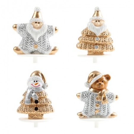 1015041 FIGURES DE NOEL ARGENT OR PLASTIC64PCES