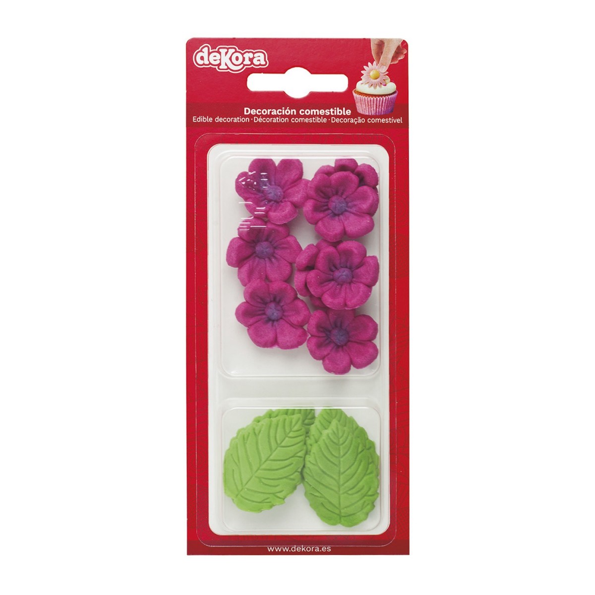 230063 8 FUSHSIA BLOEMEN EN 5 GROENE BLADEREN IN SUIKER