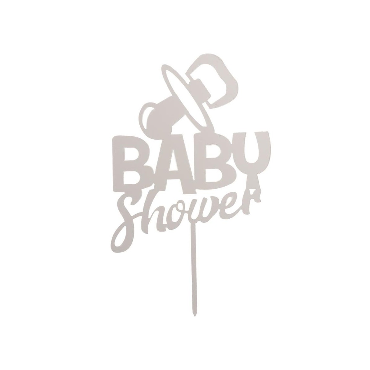 354108 CAKE TOPPER BABY SHOWER SILVER 16X10CM