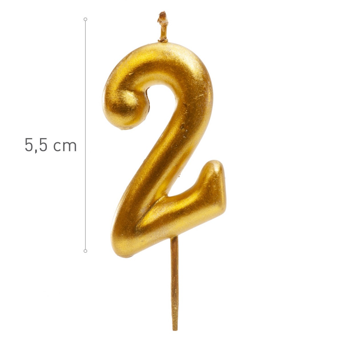 BOUGIE CHIFFRE OR N°2 5,5CM