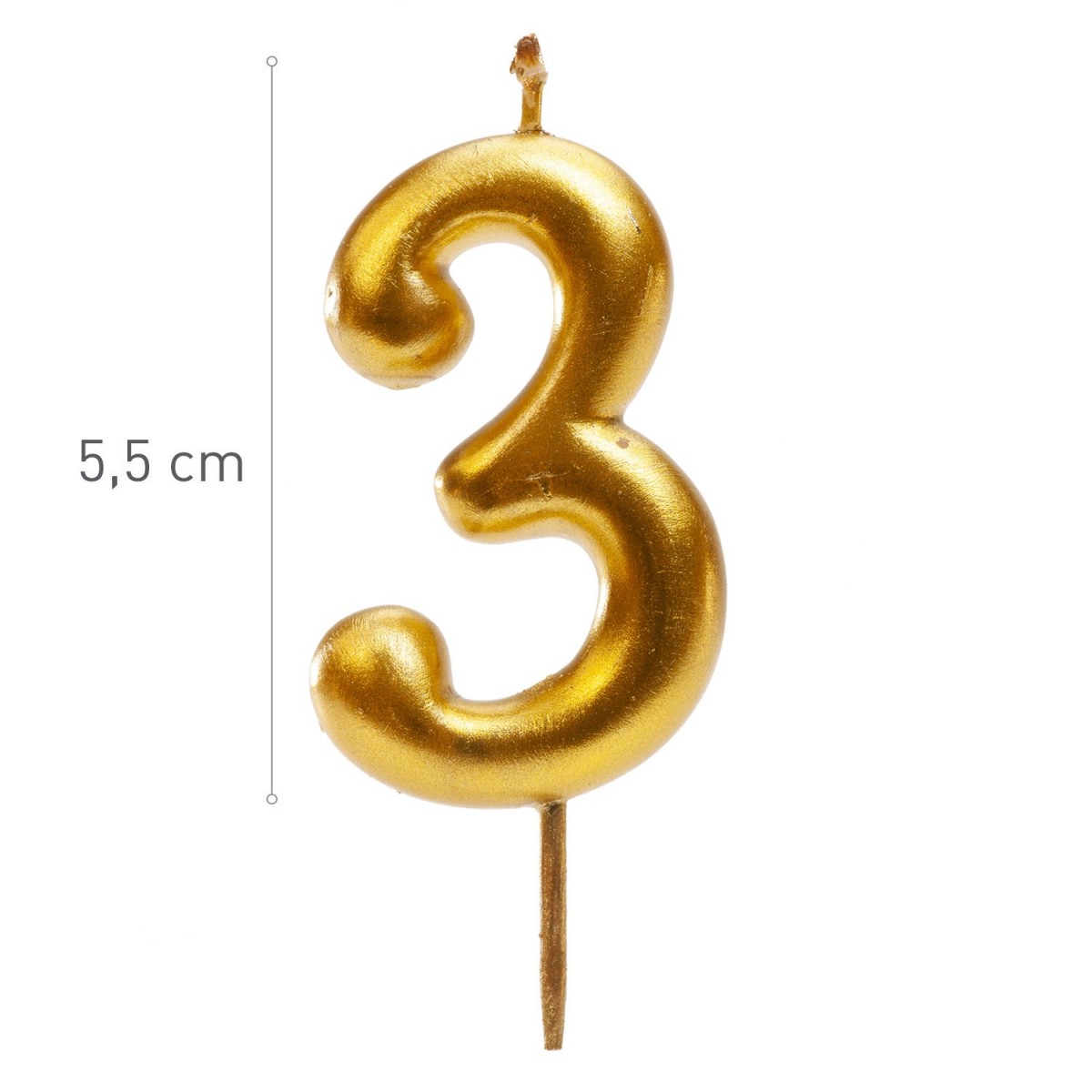 345423 GOLD CANDLE N°3 5,5CM