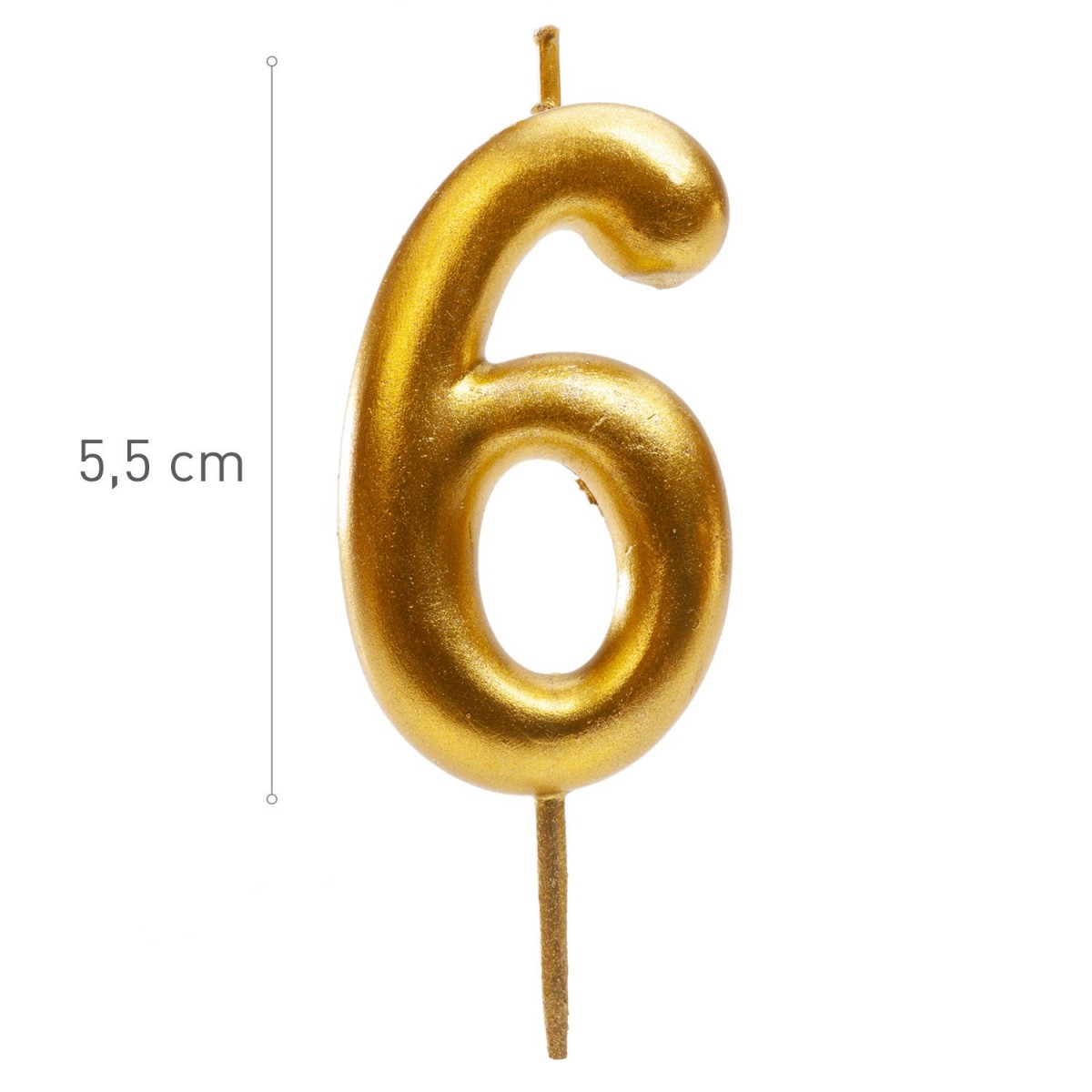 345426 GOLD CANDLE N°6 5,5CM