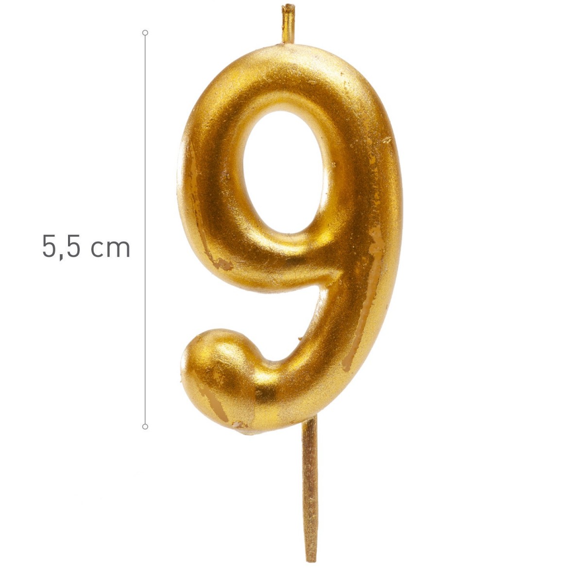 345429 GOLD CANDLE N°9 5,5CM