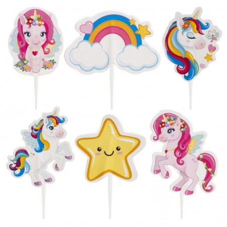 359010 CAKE TOPPERS EENHOORN 6 ASS 30STKS 