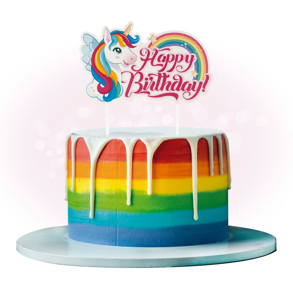 CAKE TOPPERS HAPPY BIRTHDAY LICORNE  17,5X15CM