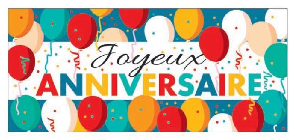 25432P RECTANGLE AZYME JOYEUX ANNIVERSAIRE AVEC BALLONS COLORE 10545MM 24 PCES