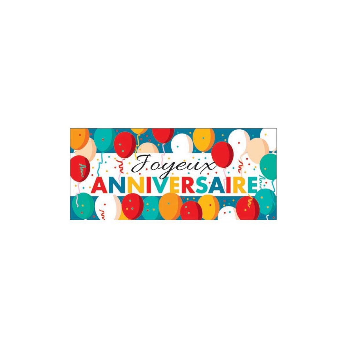 25432P RECTANGLE AZYME JOYEUX ANNIVERSAIRE AVEC BALLONS COLORE 10545MM 24 PCES