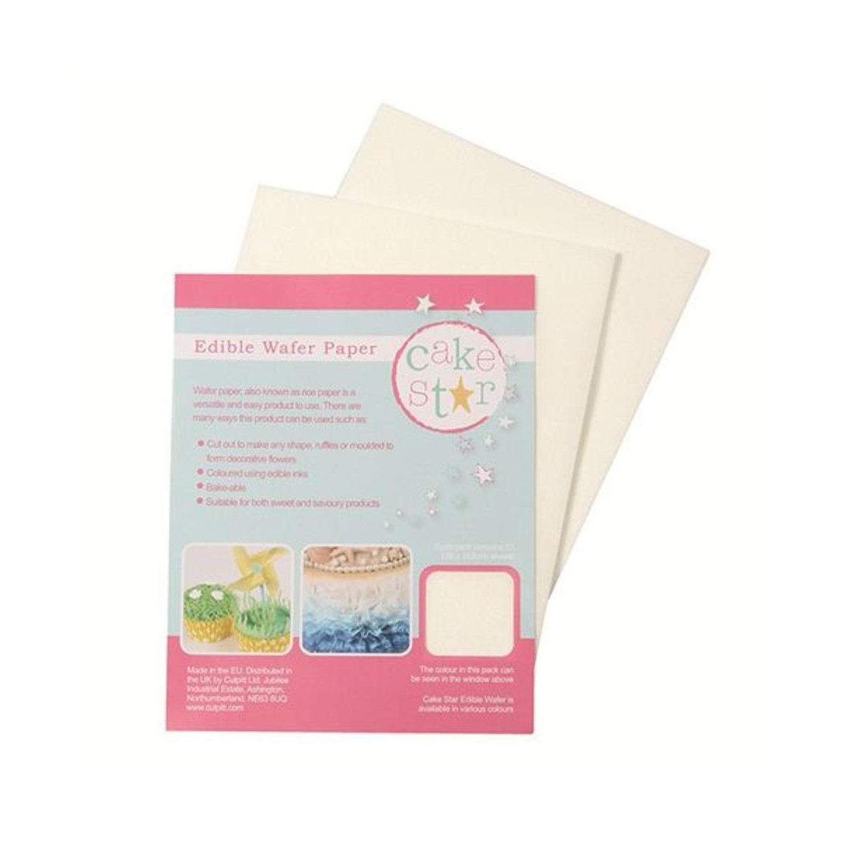 CAKE STAR WAFFER PAPER BLANC 178X142MM 12 PCES