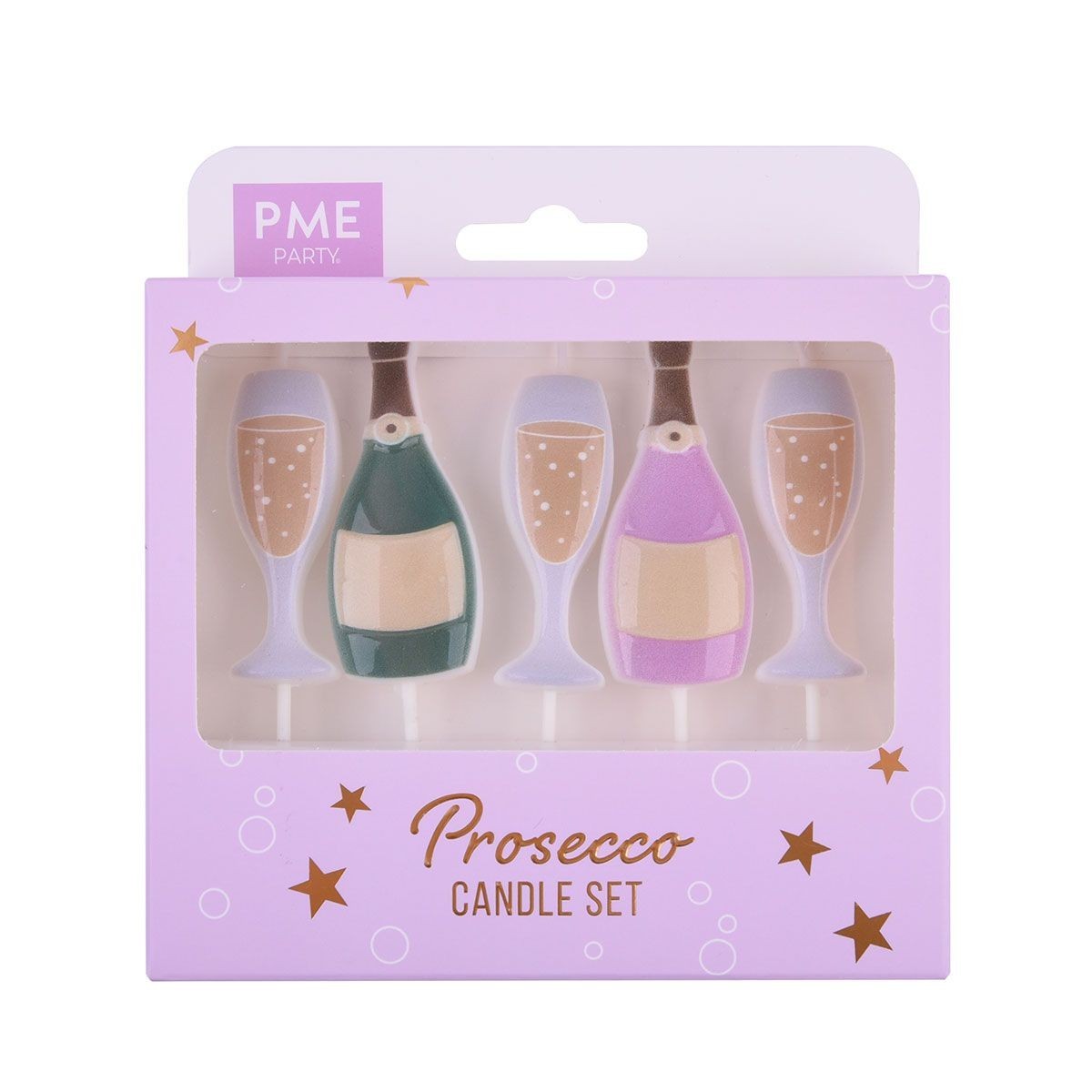 PME CANDLES BOTTLES AND GLASSES PROSECCO SET 5PCES