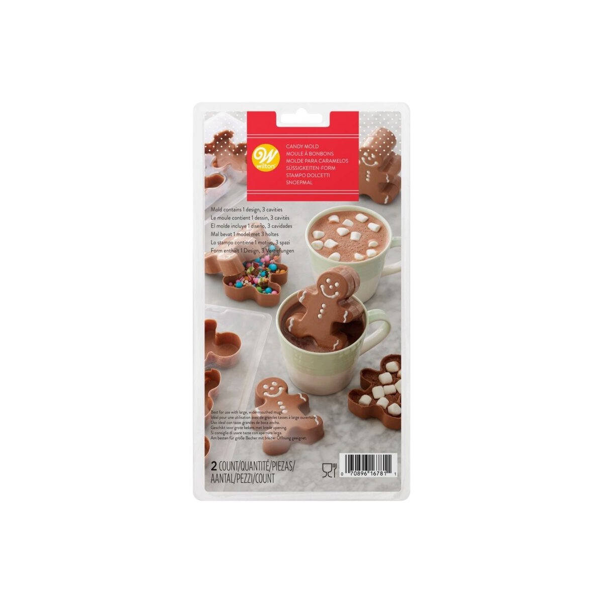 + WILTON MOULE CHOCO BOMB BONHOMME PAIN EPICE EN PLASTIQUE 6 CAVITES