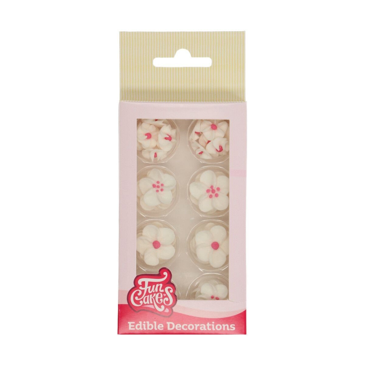 FUNCAKES MIX FLEURS EN SUCRE BLANCHES COEUR ROSEØ2,3-1,5CM 32PCES