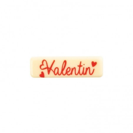 2068351 PLAQUETTE VALENTIN ROUGE 45X13MM CHOCOLAT BLANC  150 PCES S/CD