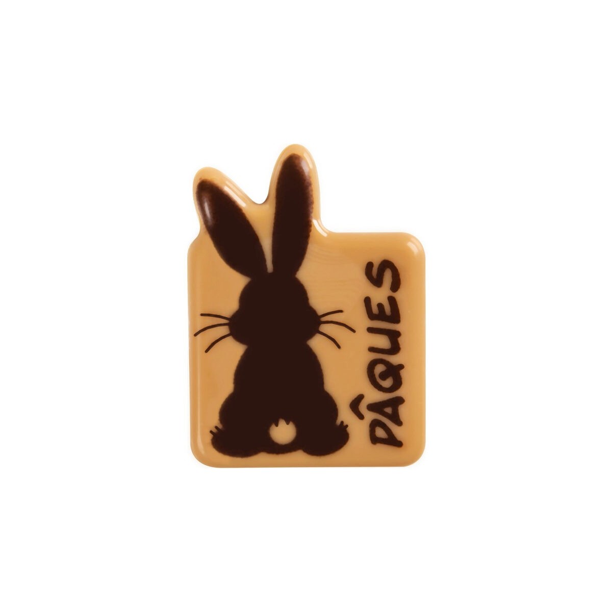 2069474 PLAQUETTE PAQUES LAPIN DE DOS 35X25MM CHOCOLAT CARAMEL 120 PIÈCESBOITE