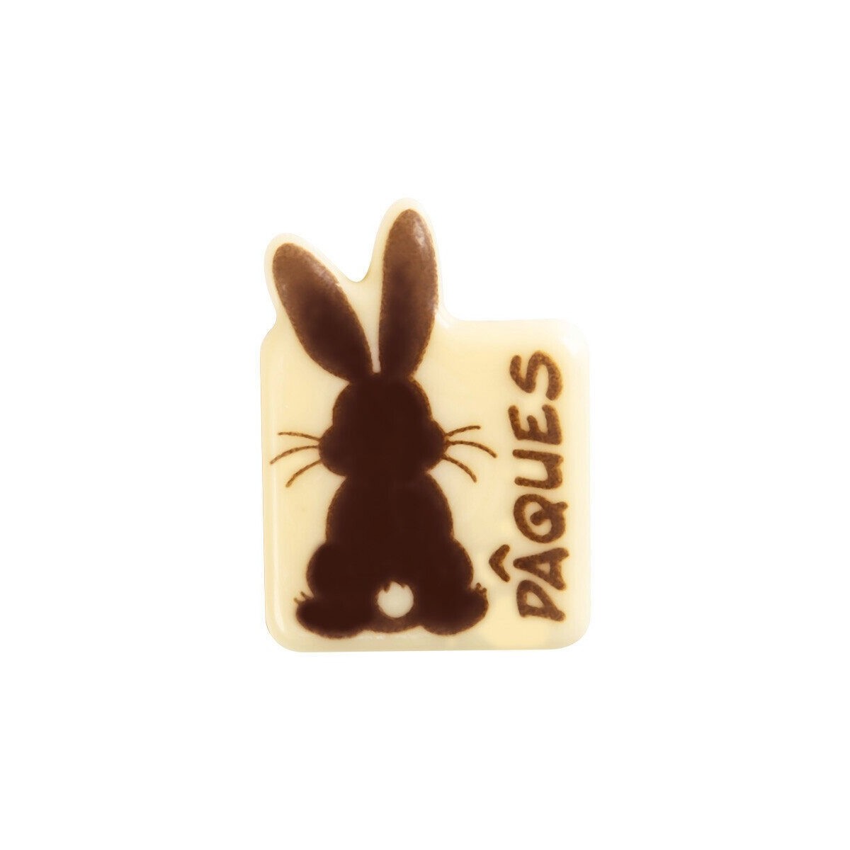 +2069477 PLAQUETTE PAQUES LAPIN DOS 35X25MM CHOCOLAT BLANC 120 PCES