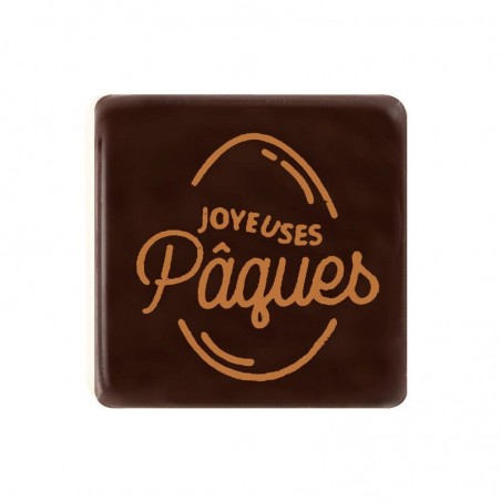 69079 PLAQUETTE JOYEUSES PAQUES CARRE 3CM BRUN CHOCOLAT NOIR 175 PCES