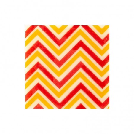 +2069897 PLAQUETTE ZIGZAG ROUGE/JAUNE 3CM CHOCBLANC 220 PCES S/CD