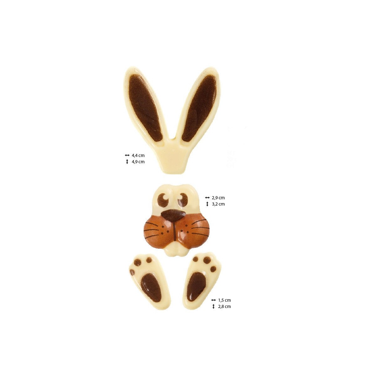 2069108 KIT LAPIN RELIEF PETIT CHOCOLAT BLANC  30 KITS