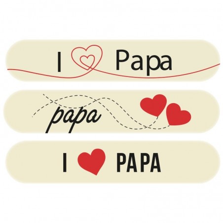 2011036 PLAQUETTE ECLAIR I LOVE PAPA 15X3CM CHOCOLATBLANC  35 PCES