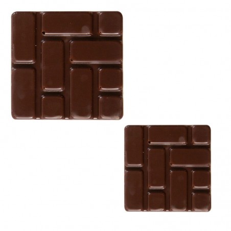 2034404 PLAQUETTE CARRE RELIEF BRIQUE CHOCOLAT NOIR28-38MM  153 PCES