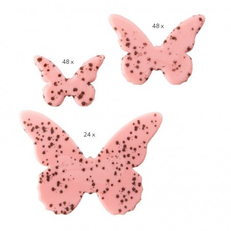 34407 ASSORTIMENT PAPILLON ROSE AVEC TACHE NOIR 3-4-6CM 120 PCES S/CDE 