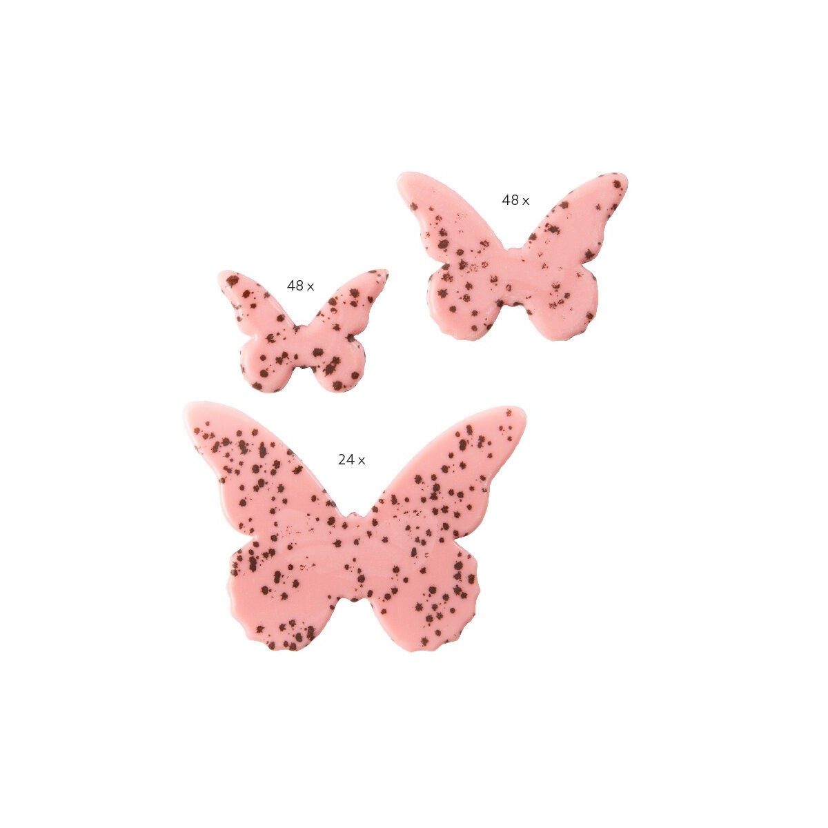 34407 ASSORTIMENT PAPILLON ROSE AVEC TACHE NOIR 3-4-6CM 120 PCES S/CDE 