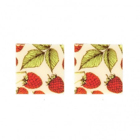 34464 PLAQUETTE FRAMBOISE AVEC FEUILLE CARRE CHOCOLAT 3X3CM 220 PCES S/CD