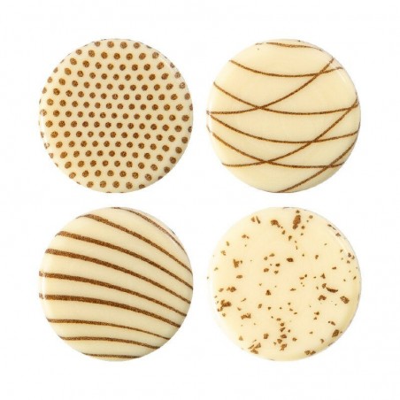 35019 DISQUE MOTIFS BRUN LIGNE/TACHE/POINT CHOCOLAT CARAMEL 3CM 175 PCES