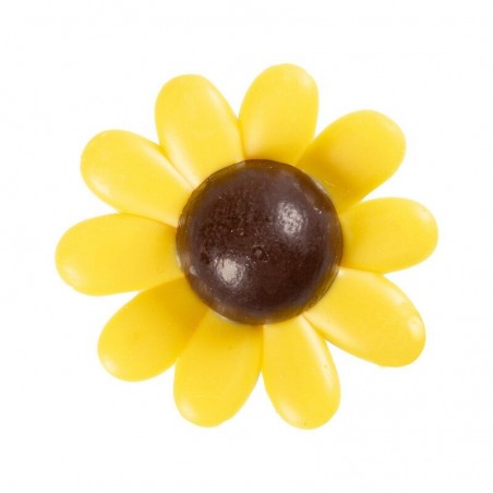 35131 TOURNESOL JAUNE 3D CHOCOLAT 5CM 24 PCES S/CDE