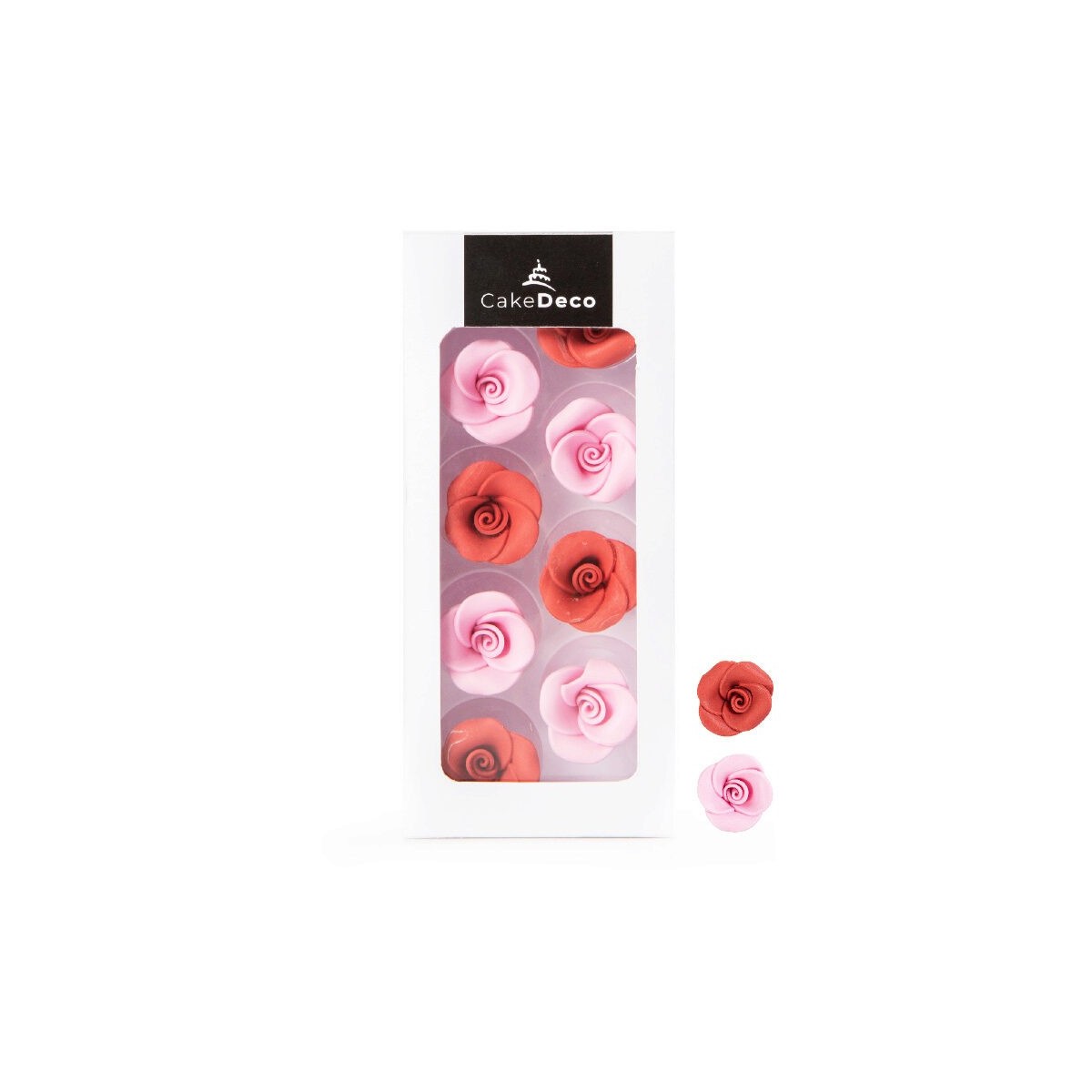 39409 ROSE ROSE ET ROUGE 2D EN SUCRE  Ø 25MM 8 PCES