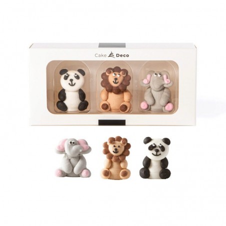 1039502 LION&PANDA&ELEPHANT 3D EN SUCRE 4CM 3 PCES