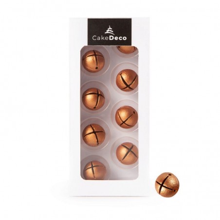 39600 GRELOT DE NOEL BRONZE 2D EN CHOCOLAT Ø 25MM8 PCES