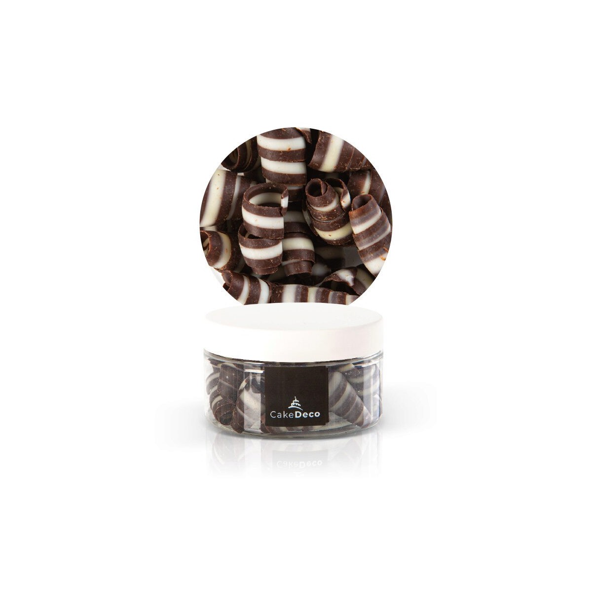 +1039611 MINI BOUCLE CHOCOLAT NOIR ET BLANC 18MM 40G