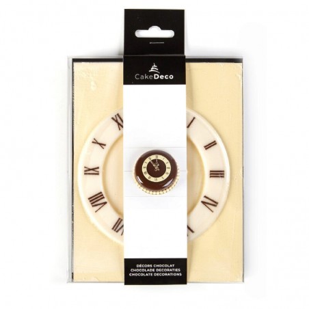 39703 HORLOGE + AIGUILLE EN CHOCOLAT BLANC Ø 11CM