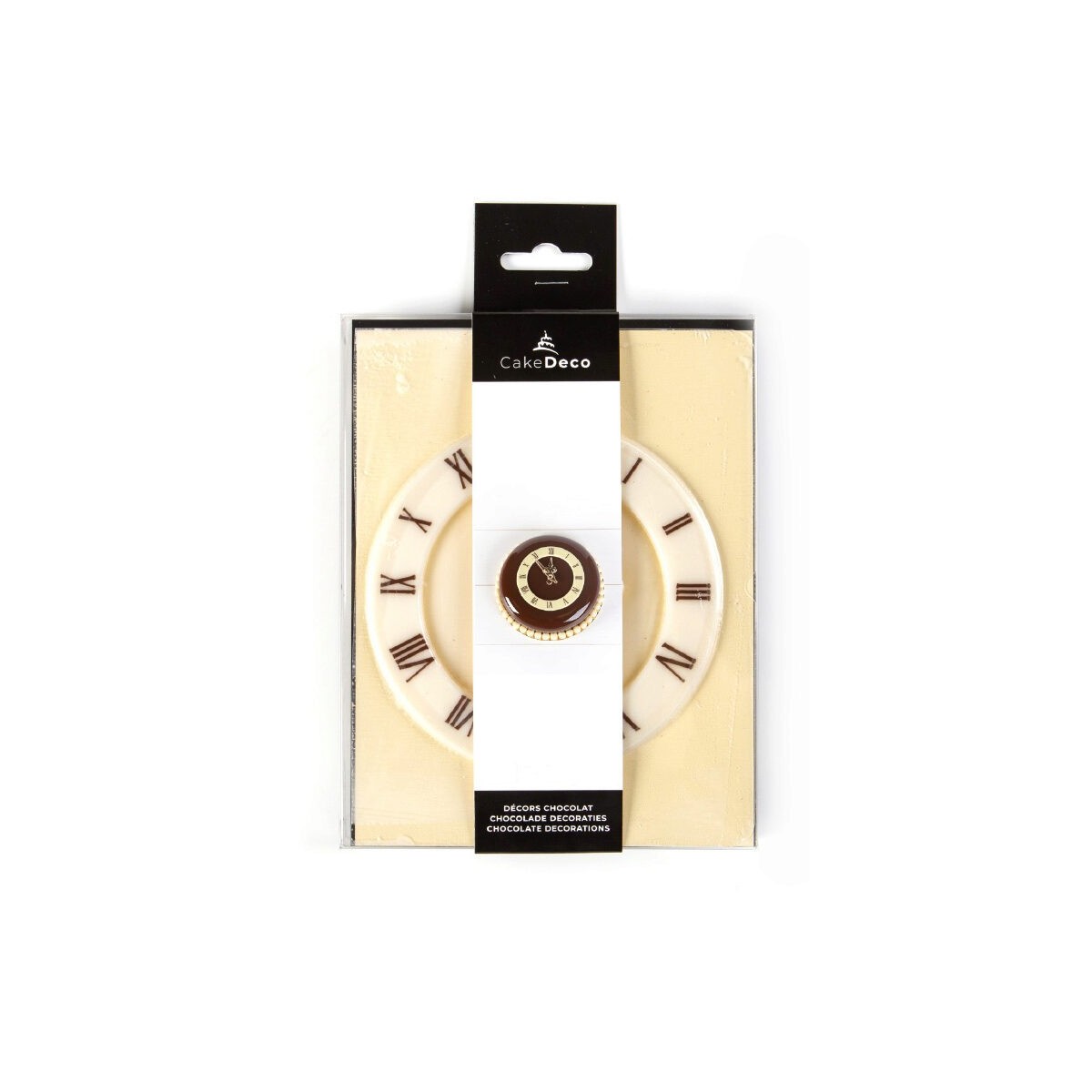 39703 HORLOGE + AIGUILLE EN CHOCOLAT BLANC Ø 11CM