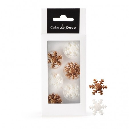 39402 FLOCON DE NEIGE BLANC & BRONZE 12 PCES