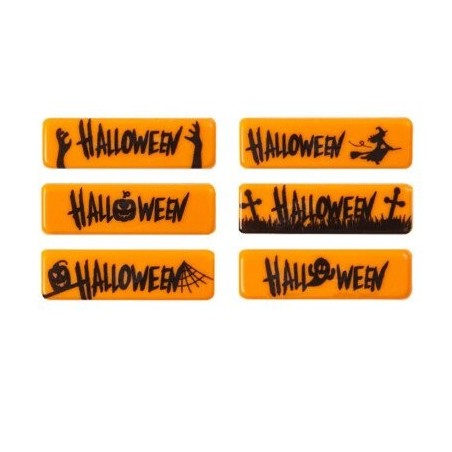 2091132 PLAQUETTE HALLOWEEN ORANGE CHOCOLAT 45X13MM100 PIÈCES