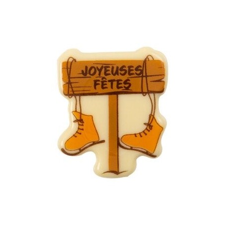 2015558 PLAQUETTE PANCARTE JOYEUSES FETES CHOCOLAT 44X37MM 100 PIÈCES