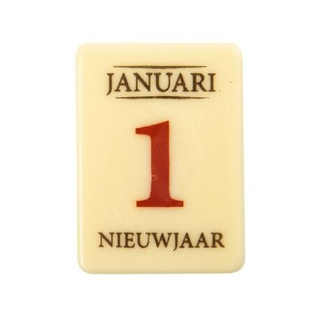 2014640 PLAQUETTE CALENDRIER 1ER JANUARI NL CHOCOLAT50X40MM 60 PIÈCES S/CD