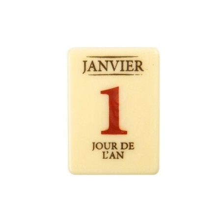 14641 PLAQUETTE CALENDRIER 1ER JANVIER FR CHOCOLAT38X23MM 160 PIÈCES