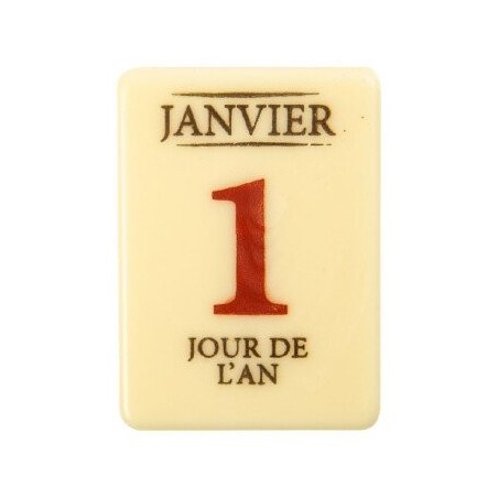 2014658 PLAQUETTE CALENDRIER 1ER JANVIER FR CHOCOLAT50X40MM 60 PIÈCES