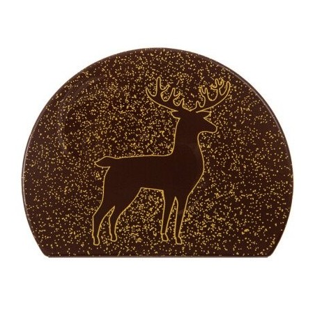 2015449 EMBOUT BUCHE CERF DORE CHOCOLAT 10X8CM 40 PIÈCES